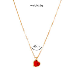 Crimson Heart Clavicle Pendant Necklace
