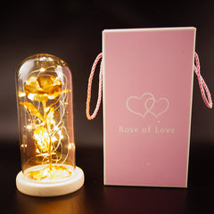 Eternal Rose Gold Foil Preserved Flower in Glass Dome