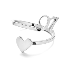 Love Script Adjustable Heart Ring