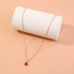 Crimson Heart Clavicle Pendant Necklace