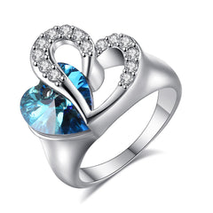 Oceanic Heart Sapphire Ring