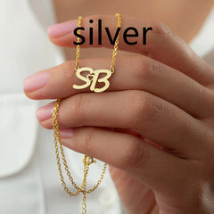 Gold Script Personalized Letter Pendant Necklace