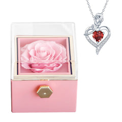 Rose Charm Jewelry Box & Necklace Set