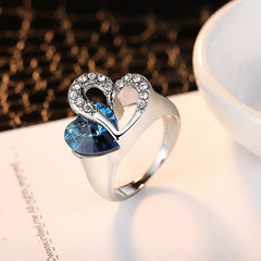 Oceanic Heart Sapphire Ring