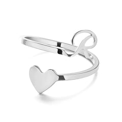Love Script Adjustable Heart Ring