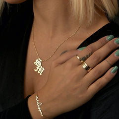 Gold Script Personalized Letter Pendant Necklace