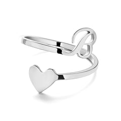 Love Script Adjustable Heart Ring