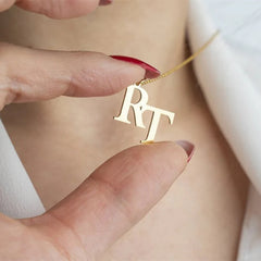 Gold Script Personalized Letter Pendant Necklace