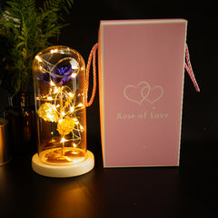 Eternal Rose Gold Foil Preserved Flower in Glass Dome