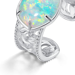Opal Geometric Sterling Silver Ring