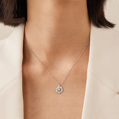 Frosted Elegance Rotatable 925 Silver Snowflake Necklace with Rhinestones