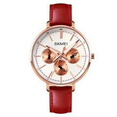 Retro Chic Six-Pin Leather Women's Quartz Watch