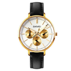 Retro Chic Six-Pin Leather Women's Quartz Watch