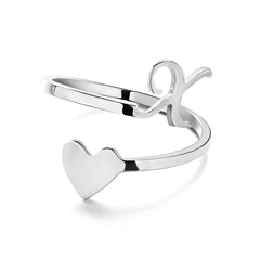 Love Script Adjustable Heart Ring