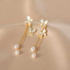 Butterfly Elegance Long Tassel Earrings