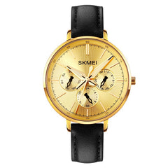 Retro Chic Six-Pin Leather Women's Quartz Watch