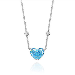 Ocean Spark Blue Heart Zircon Necklace
