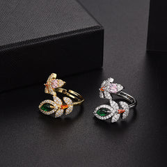 Golden Leaf 18K Gold-Plated Adjustable Ring