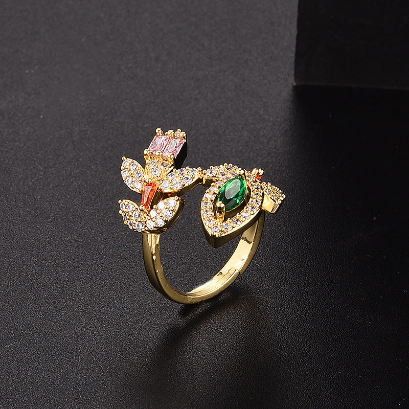 Golden Leaf 18K Gold-Plated Adjustable Ring