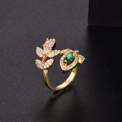 Golden Leaf 18K Gold-Plated Adjustable Ring