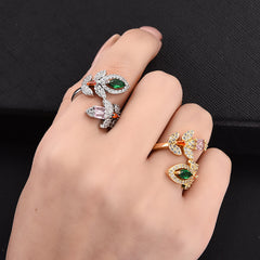 Golden Leaf 18K Gold-Plated Adjustable Ring