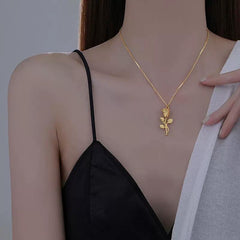 Rose Charm Vintage Pendant Necklace