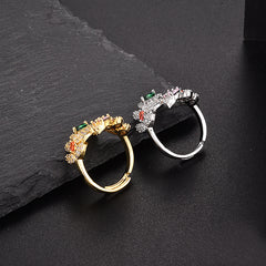 Golden Leaf 18K Gold-Plated Adjustable Ring