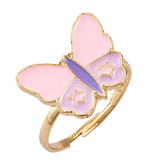Euro Charm Heart & Butterfly Adjustable Ring