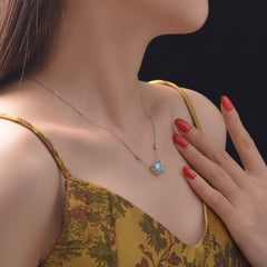 Ocean Spark Blue Heart Zircon Necklace