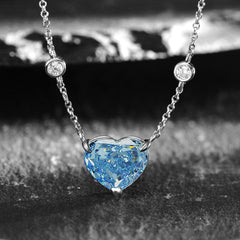Ocean Spark Blue Heart Zircon Necklace