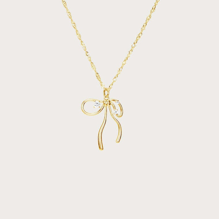 Sweet Zircon Bow Bone Necklace