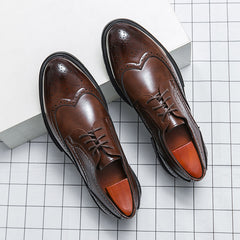 Autumn Spring Men's Leather Brogue Business Shoes