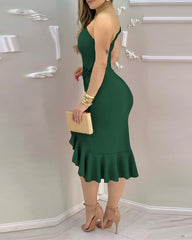 Elegance Fit Solid Color Slim Long Dress