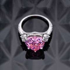 Heart Spark 12mm Diamond Inlaid 925 Silver Ring