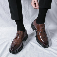 Autumn Spring Men's Leather Brogue Business Shoes