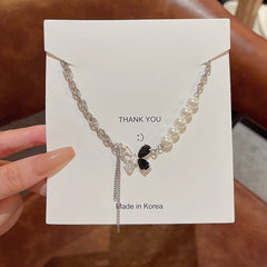 Women's All-match Stitching Love Pearl Necklace