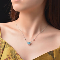 Ocean Spark Blue Heart Zircon Necklace