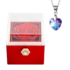 Rose Charm Jewelry Box & Necklace Set