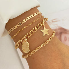 Star Struck Retro Five-Pointed Star Bracelet Set