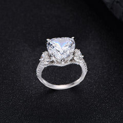 Heart Spark 12mm Diamond Inlaid 925 Silver Ring