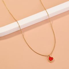 Crimson Heart Clavicle Pendant Necklace