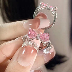 Princess Sparkle Pink Bow Zircon Ring