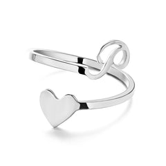 Love Script Adjustable Heart Ring