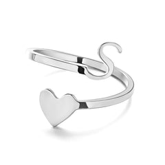 Love Script Adjustable Heart Ring