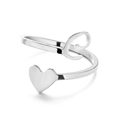 Love Script Adjustable Heart Ring
