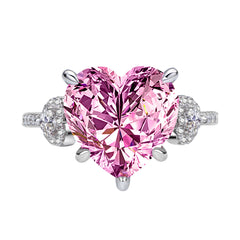 Heart Spark 12mm Diamond Inlaid 925 Silver Ring