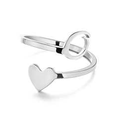 Love Script Adjustable Heart Ring