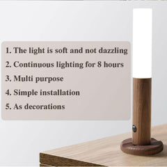 Auto LED USB Magnetic Wood Wireless Night Light with PIR Sensor