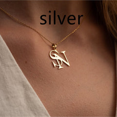 Gold Script Personalized Letter Pendant Necklace
