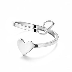 Love Script Adjustable Heart Ring